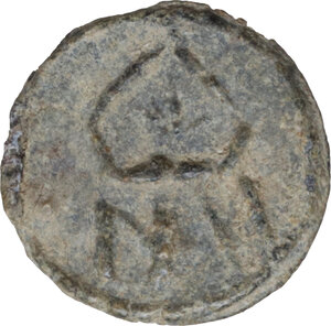 reverse: Leads from Ancient and Medieval World.. PB Tessera. Medieval period, c. 10th-12th centuries AD