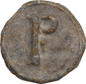 reverse: Leads from Ancient and Medieval World.. PB Tessera. Medieval period, c. 10th-12th centuries AD