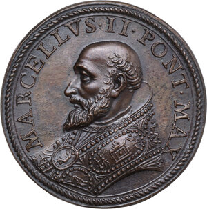 obverse: Marcello II (1555), Marcello Cervini degli Spannocchi. Medaglia coniata