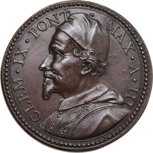 obverse: Clemente IX (1667-1669), Giulio Girolamo Rospigliosi.. Medaglia per la Canonizzazione di Pietro D Alcantara e di Maria Maddalena de  Pazzi, 1669