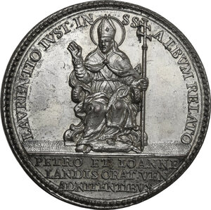 reverse: Alessandro VIII (1689-1691), Pietro Vito Ottoboni . Medaglia 1690 per la canonizzazione di Lorenzo Giustinian