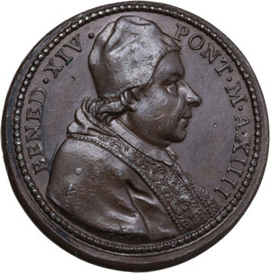obverse: Benedetto XIV (1740-1758), Prospero Lambertini . Medaglia A. XIV per la Lavanda