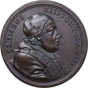 obverse: Clemente XIII (1758-1769) , Carlo Rezzonico. Medaglia A. VIII per i lavori di ampliamento del Quirinale