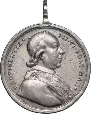 obverse: Pio VI (1775-1799), Giovanni Angelo Braschi. Medaglia straordinaria 1787 per il conservatorio femminile di Fabriano