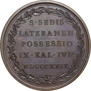 reverse: Pio VIII (1829-1830), Francesco Saverio Castiglioni. Medaglia straordinaria, A. I. Possesso del Laterano