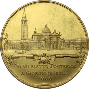 reverse: Pio VII (1800-1823), Barnaba Chiaramonti. Medaglia 1900 per il centenario dell elezione di Pio VII a Pontefice avvenuta a San Giorgio di Venezia