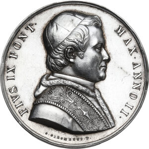 obverse: Pio IX  (1846-1878), Giovanni Mastai Ferretti.. Medaglia annuale, A. II