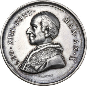 obverse: Leone XIII (1878-1903), Gioacchino Pecci.. Medaglia Straordinaria A. X (1888) a ricordo del Giubileo Sacerdotale