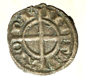 reverse: BRINDISI. Federico II di Svevia (1197-1250) Denaro 1239. Busto coronato frontale su croce invadente R/ Croce invadente. Spahr 121; MEC 549.     (g. 0,77)   MI   +BB