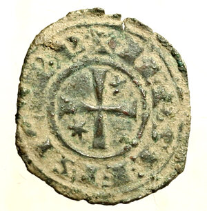 reverse: BRINDISI. Federico II di Svevia (1197-1250) Denaro 1248. Lettere FR abbreviate R/ Croce con stelle nel 2 e 3 quarto. MEC 567.     (g. 0,94)   MI    +BB