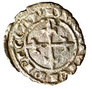 reverse: BRINDISI. Carlo I d Angiò (1266-1285). Denaro. Giglio su crescente R/ Croce gigliata. Spahr 47.    MI   (g. 0,56)  RARO   +BB