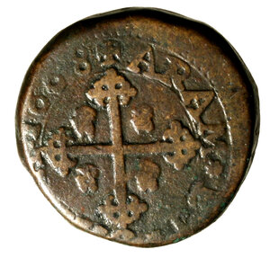 reverse: CAGLIARI. Carlo II (1665-1700) 3 cagliaresi 1668. Busto coronato a ds. tra 3 C R/ Croce con testine bendate nei quarti. Piras 91/1   (g. 12,69)    CU    NC   +BB