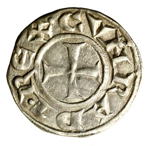reverse: GENOVA. Repubblica. Periodo dei Consoli (1139-1339) Grosso da 4 denari. Porta di castello; in basso, globetto R/ Croce. Lun. 3, MIR 13.    (g. 1,42)    AR   SPL