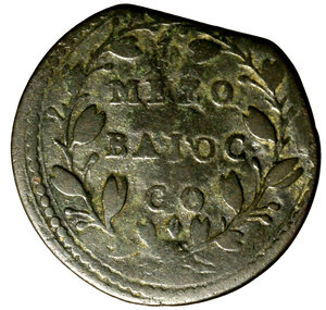 reverse: GUBBIO. Clemente IX (1667-1669) Mezzo baiocco. Stemma R/ MEZO/ BAIOC/ CO tra rami. CNI 5; Munt. 24   CU   (g. 7,01)  RARO     BB   