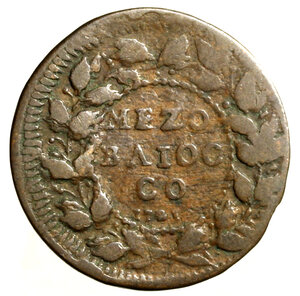 reverse: GUBBIO. Innocenzo XIII (1721-1724) Mezzo baiocco 1721. Stemma R/ MEZO/ BAIOC/ CO/ 1721 tra rami. CNI 4; Munt. 52    CU   ( g. 6,62)  RARO     BB   