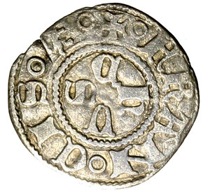 reverse: MANTOVA. Francesco I Gonzaga (1383-1407) Bolognino. Lettere ChUS a croce R/ Lettera A tra cerchietti. Bign. 1   (g. 0, 84)  AR     RARO     BB