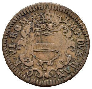 obverse: MANTOVA. Carlo VI d Asburgo (1707-1740). Soldone 1732. Cu (4,78 g). Stemma coronato. R/ Scritta e data in cartella. MIR 755/1; Bignotti 5. qBB