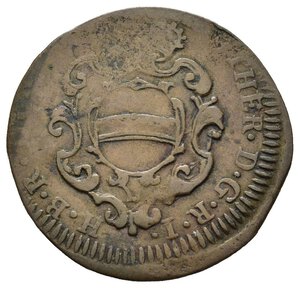 obverse: MANTOVA. Maria Teresa d Asburgo (1740-1780). Soldone 1755. Cu (3,71 g). Stemma coronato. R/ Scritta e data in cartella. MIR 764/3; Bignotti 7. RR. qBB/MB