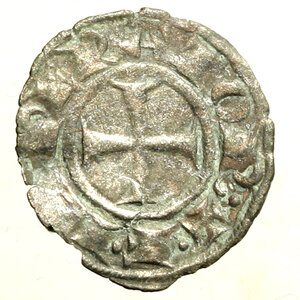 reverse: MESSINA. Federico II di Svevia (1197-1250) Denaro 1228. Lettera F R/ Croce. Spahr 116; MEC 546    (g. 0,87)  MI   RARO    +BB