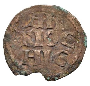 obverse: ANTIOCHIA. Raimondo, reggente (1136-1149). Bronzo. AE (0,99 g). D/ R-A-M in stile ornamentale; R/ ANTIOCHIЄ su tre linee. CCS 17. qBB. (NON COMUNE).  nr.reg.593/24