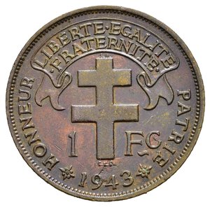 reverse: AFRICA EQUATORIALE FRANCESE. 1 Franc 1943. qSPL