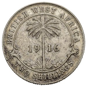 reverse: BRITISH WEST AFRICA. Giorgio V. 2 Shillings 1916. Ag. MB