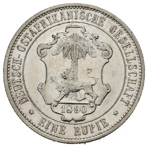 reverse: German East Africa - DOA (Deutsch Ostafrika). Guglielmo II. 1 Rupia 1890. Ag. SPL+