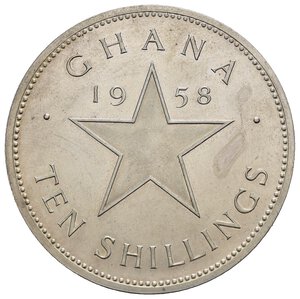 obverse: GHANA. 10 Shillings 1958. Ag. SPL
