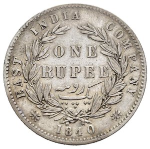 reverse: INDIA BRITANNICA. East India Company. Victoria. Rupia 1840. Ag. BB