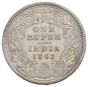reverse: INDIA BRITANNICA. East India Company. Victoria. Rupia 1862. Ag. BB
