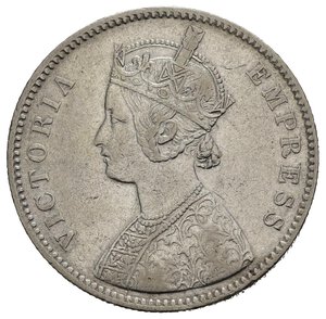 obverse: INDIA BRITANNICA. East India Company. Victoria. Rupia 1880. Ag. BB