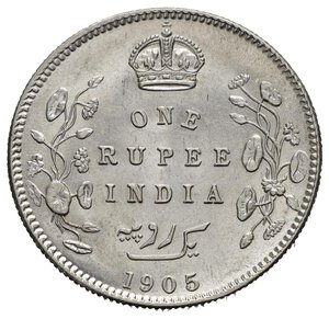 reverse: INDIA BRITANNICA. Edoardo VII. Rupia 1905. Ag. qFDC