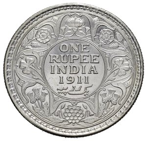 reverse: INDIA BRITANNICA. Giorgio V. Rupia 1911. Ag. qFDC