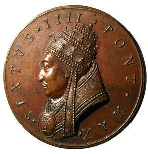 obverse: ROMA. Sisto IV (1471-1484) Medaglia fusa 1503 (opus; Girolamo Paladino) (Ø: mm. 43,5). Busto  a sn. con piviale ornato R/ Stemma Della Rovere sormontato da Tiara e Chiavi decussate. Modesti 143.     AE     RARO     qFDC