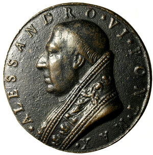 obverse: ROMA. Alessandro VI (1492-1503) Medaglia di restituzione per l apertura della Porta Santa 1500. Busto a sn. con piviale. R/ Apertura della Porta Santa; all esergo, MD. Spink 412.     AE    (mm. 45) (opus: Girolamo Paladino).     SPL