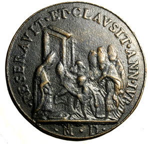 reverse: ROMA. Alessandro VI (1492-1503) Medaglia di restituzione per l apertura della Porta Santa 1500. Busto a sn. con piviale. R/ Apertura della Porta Santa; all esergo, MD. Spink 412.     AE    (mm. 45) (opus: Girolamo Paladino).     SPL