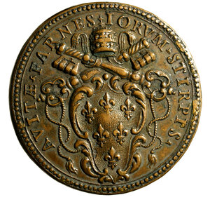 reverse: ROMA. Paolo III (1534-1549) Medaglia di restituzione coniata 1549/XV, opera di Girolamo Paladino realizzata intorno al 1664. AE (45,16 g - 44,5 mm). Busto a ds. con piviale. R/ Stemma Farnese. Modesti 373.   AE   RARA    +SPL    