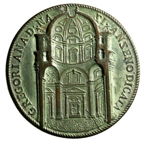 reverse: ROMA. Gregorio XIII (1572-1585) Medaglia per la consacrazione della cappella Gregoriana della Basilica Vaticana. (38,5 mm) Busto a ds. con piviale. R/ Sezione interna della cappella Gregoriana. Riconio ottenuto da due conii originari di Lorenzo Fragni (del 1582). Modesti 793.      AE     RARA     SPL