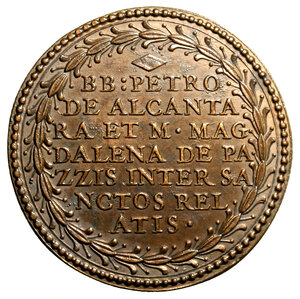 reverse: ROMA. Clemente IX (1667-1669) Medaglia A/ III per la canonizzazione di Pietro d’Alcantara e Maria Maddalena de Pazzi (Opus: non noto) (Ø: mm. 434). Busto a sn. con camauro e mozzetta R/ Scritta su 7 righe in corona. Miselli 705.     AE    RARO     FDC