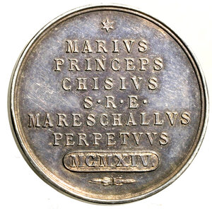 reverse: ROMA. Sede Vacante (1914) Medaglia emessa dal Maresciallo del Conclave Principe Mario Chigi (opus: P. PASINATI) (Ø: mm. 28,7) Stemma R/ MARIVS PRINCEPS CHISIVS S . R . E . MARESCHALLVS PERPETVVS MCMXIV in 7 righe. Boccia 113.    AE      RARA    FDC