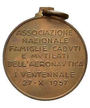 reverse: Medaglie Italiane. Medaglia Associazione Nazionale Famiglie Caduti e Mutilati dell Aeronautica. 1° Ventennale 1937-1957. AE (9,92 g). Opus Morbiducci. SPL