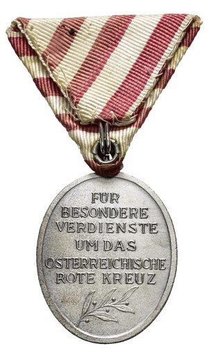 reverse: Medaglie Estere – Austria – Repubblica – Croce Rossa – II Classe Argento. Medaglia portativa con appiccagnolo ed anello al Merito 