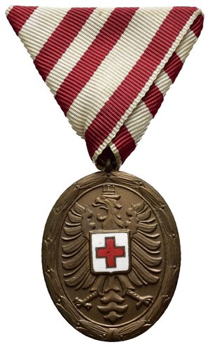 obverse: Medaglie Estere – Austria – Repubblica – Croce Rossa – III Classe Bronzo. Medaglia portativa con appiccagnolo ed anello al Merito 