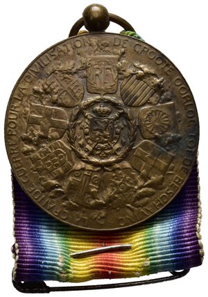 reverse: Medaglie Estere – Belgio – Regno – WW1. La Medaglia della Vittoria è la variante belga della Medaglia della Vittoria Inter-Alleata 1914–1918 (francese: 