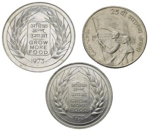 reverse: Monete Mondiali. India. Lotto di 3 monete. 