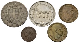 reverse: Regno d Italia. Vittorio Emanuele III (1900-1943). Lotto di 5 monete