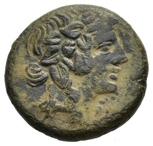 obverse: PONTO. AMISOS. Periodo di Mitridate VI (85-65 a.C.). Bronzo. AE (6,58 g). D/ testa di Dioniso con corona di edera a destra; R/ΑΜΙΣΟΥ, pelle di leopardo e tirso su cista mistica; HGC 7, 243. qBB. nr.reg.593/24