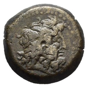 obverse: TOLOMEO III (246-222 a.C.). Zecca incerta. AE (3,62). D/ testa di Zeus Ammone a destra. R/ ΠTOΛEMAIOY BAΣILEΩΣ, aquila stante a sinistra su fulmine, tripode nel campo. Cfr Svoronos 793 (Tolomeo II, Ake). nr.reg. 591/24