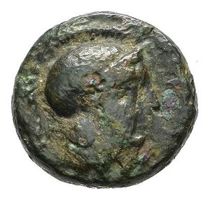 obverse: TROADE. Sigeion. Bronzo. IV secolo a.C. AE (1,05). D/ testa elmata di Atena a destra; R/ crescente, intorno ΣΙΓΕ . SNG Copenhagen 499-500. BB. (NON COMUNE). nr.reg.593/24