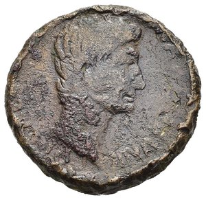 obverse: AUGUSTO (27 a.C.-14 d.C.). Roma. Asse. M.Salvius Otho monetiere. 7 a.C. AE (11,75 g). D/ CAESAR AVGVST PONT MAX TRIBVNIC POT T, testa nuda di Augusto a destra; R/  M SALVIVS OTHO III VIR AAA FF attorno ad S-C. RIC 431. BB. nr.reg.594/24